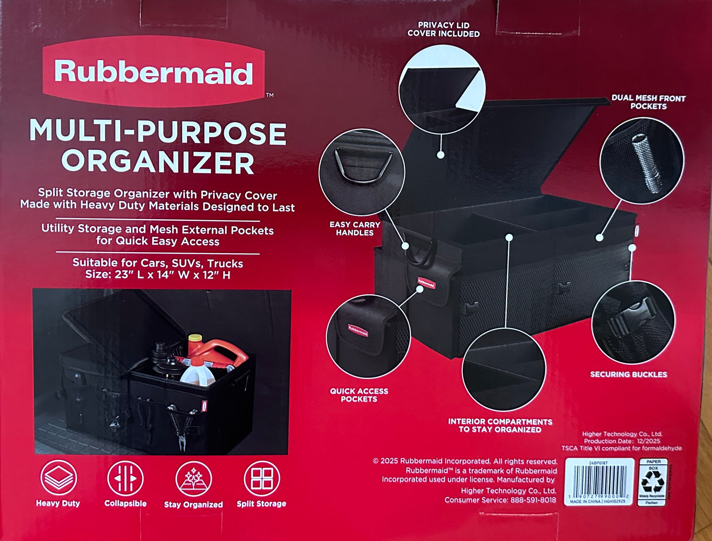Rubbermaid Multi-Purpose Adjustable Size Organizer with Privacy Lid