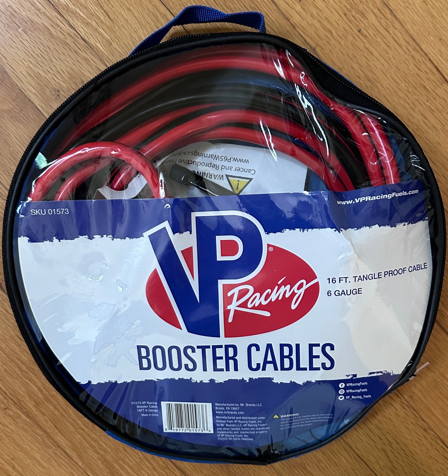 VP Racing 16 ft. 6 Gauge (400 CCA) Heavy Duty Jumper Booster Cables with Carrying Bag