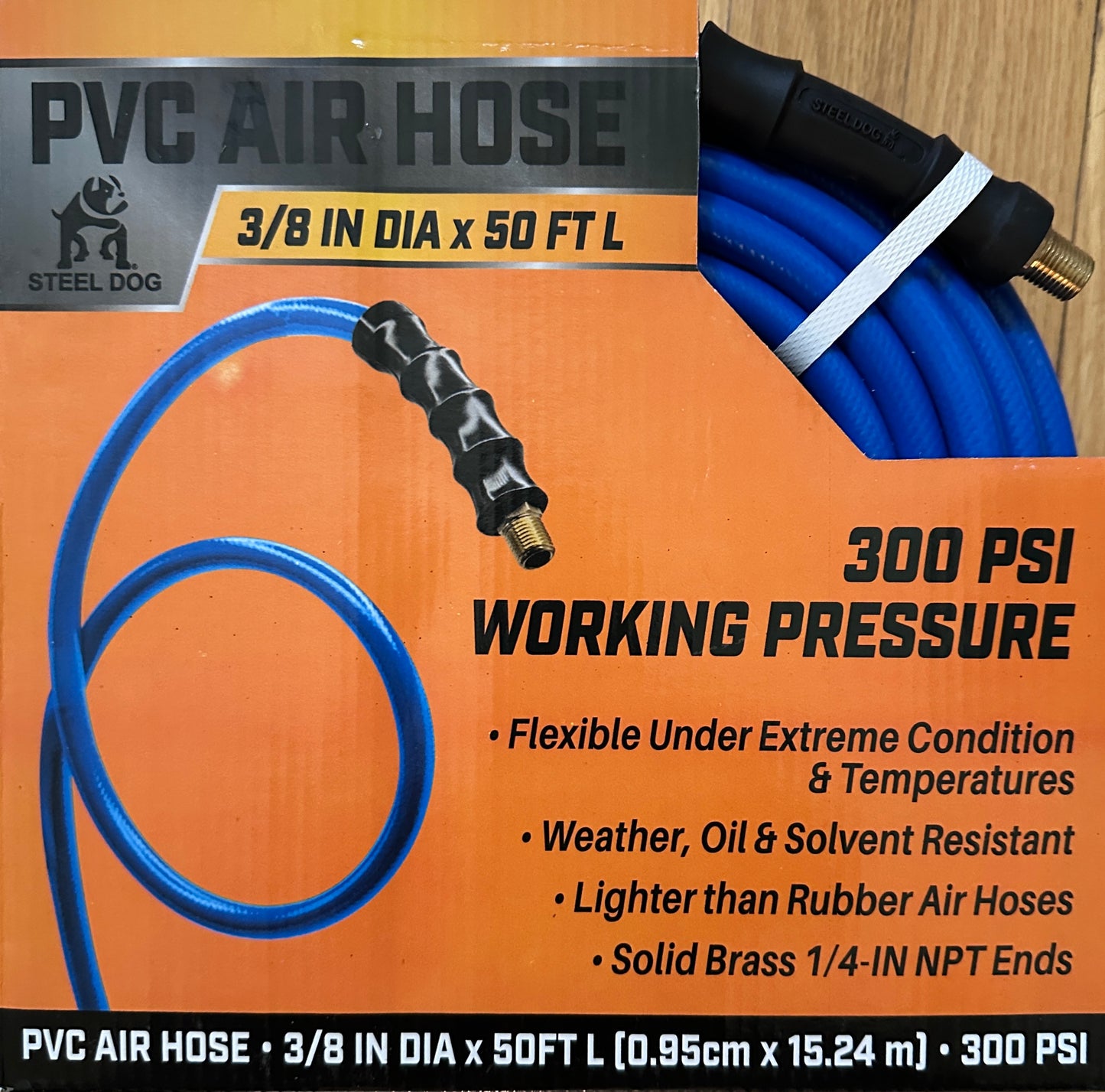 Steel Dog PVC air hose 3/8" Dia X 50 FT Length 300 PSI Working Pressure