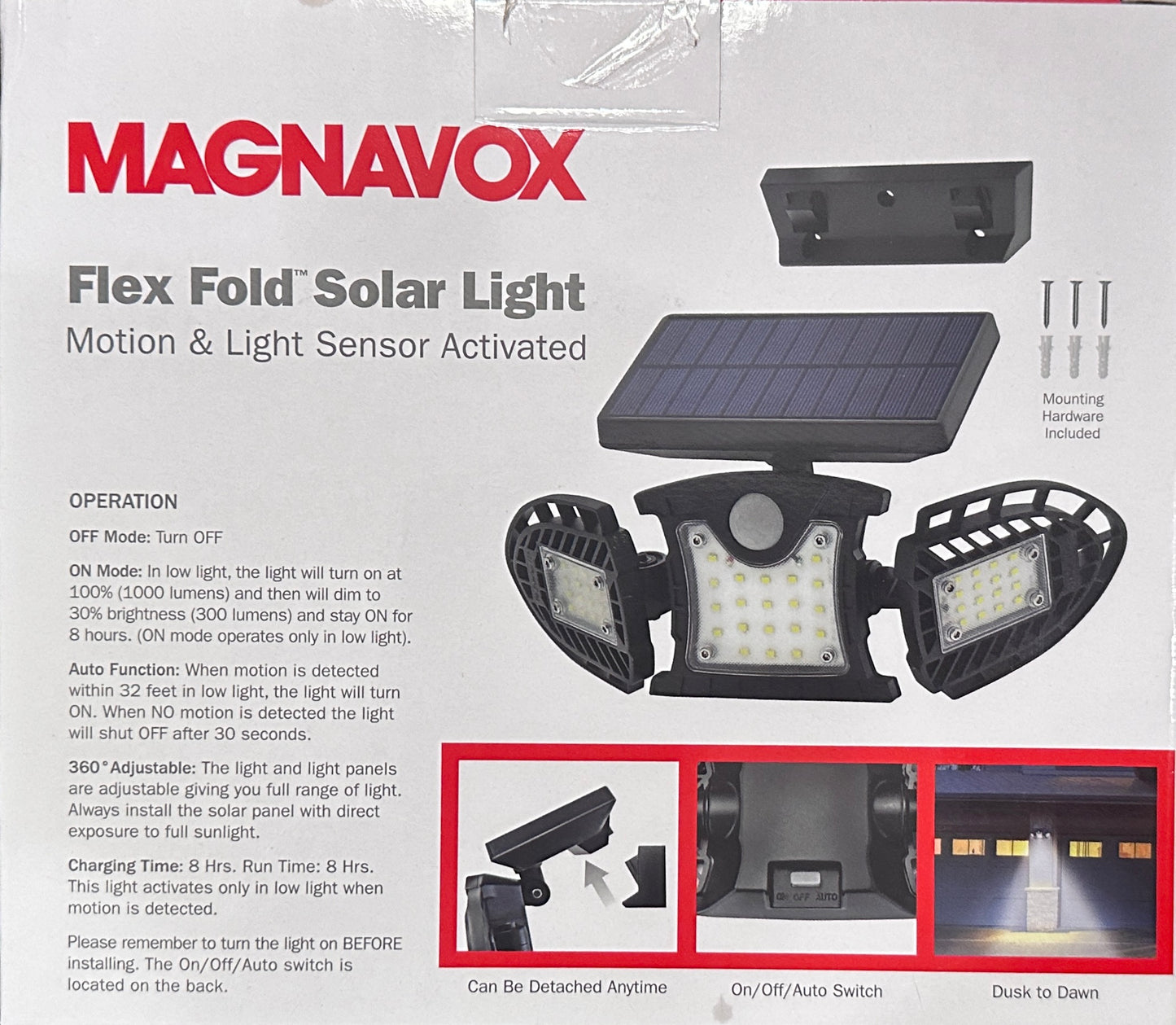 Magnavox Flex Fold Solar Light 1000 Lumens