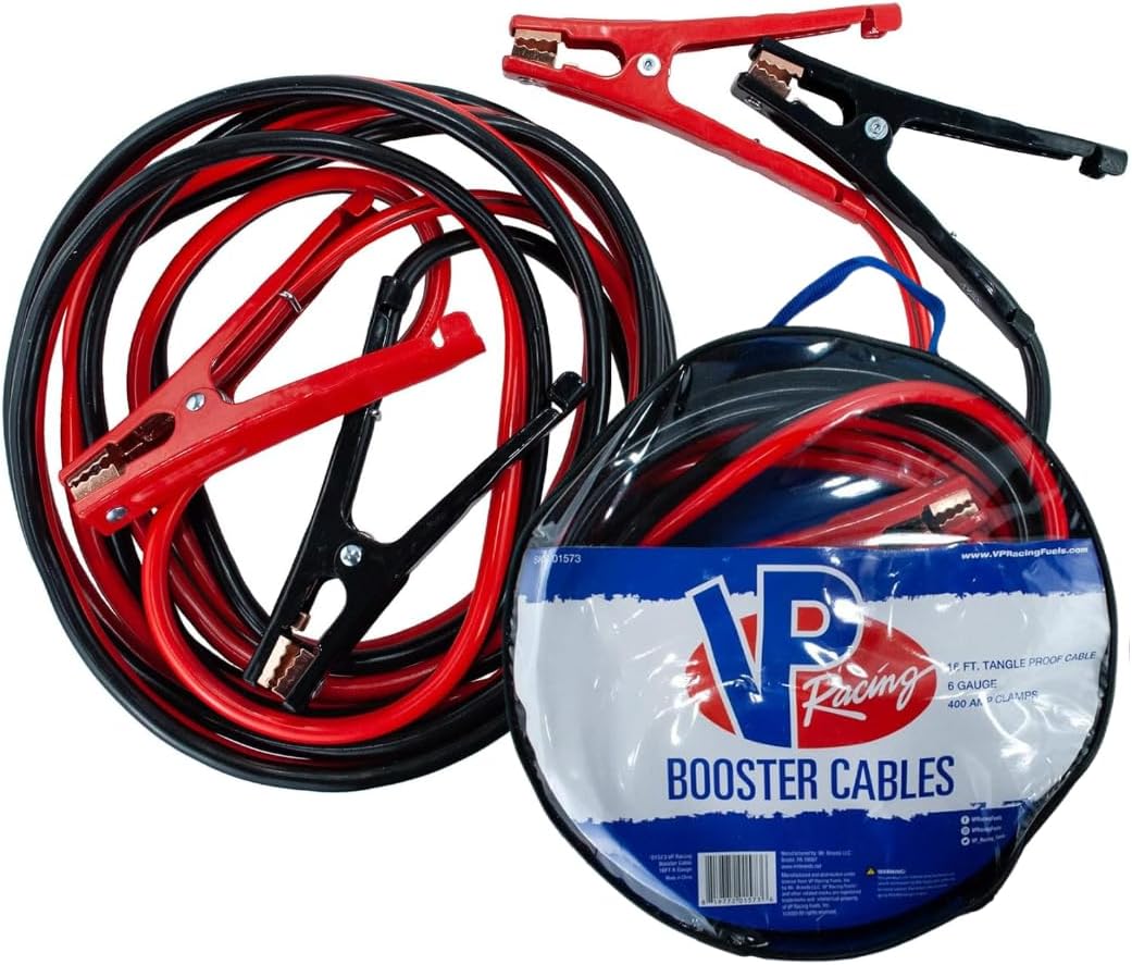 VP Racing 16 ft. 6 Gauge (400 CCA) Heavy Duty Jumper Booster Cables with Carrying Bag
