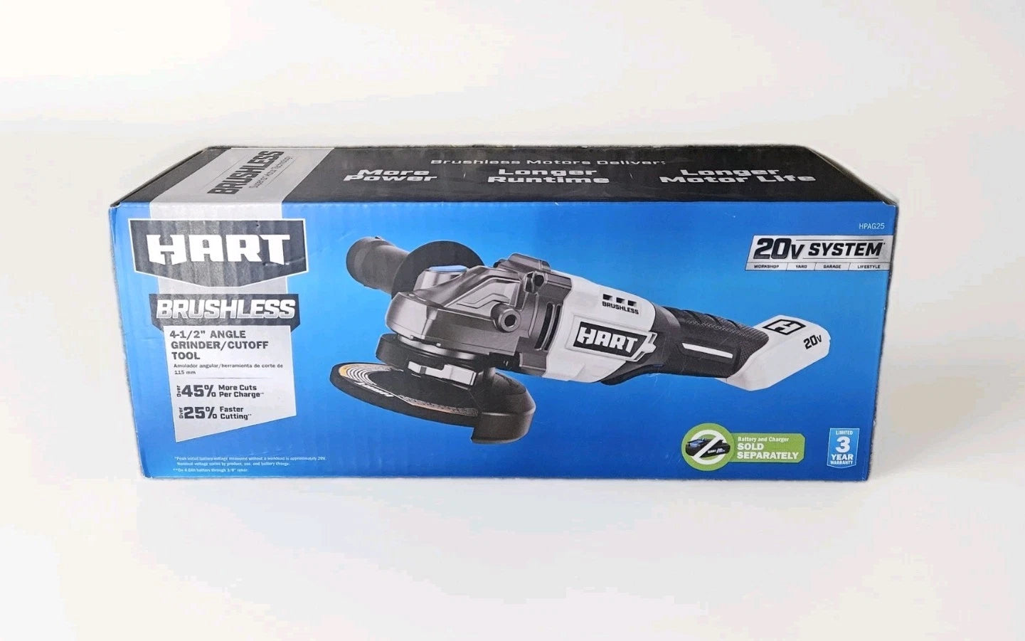 HART 20V Brushless 4-1/2” Cordless Angle Grinder /Cutoff Tool (HPAG25) TOOL ONLY