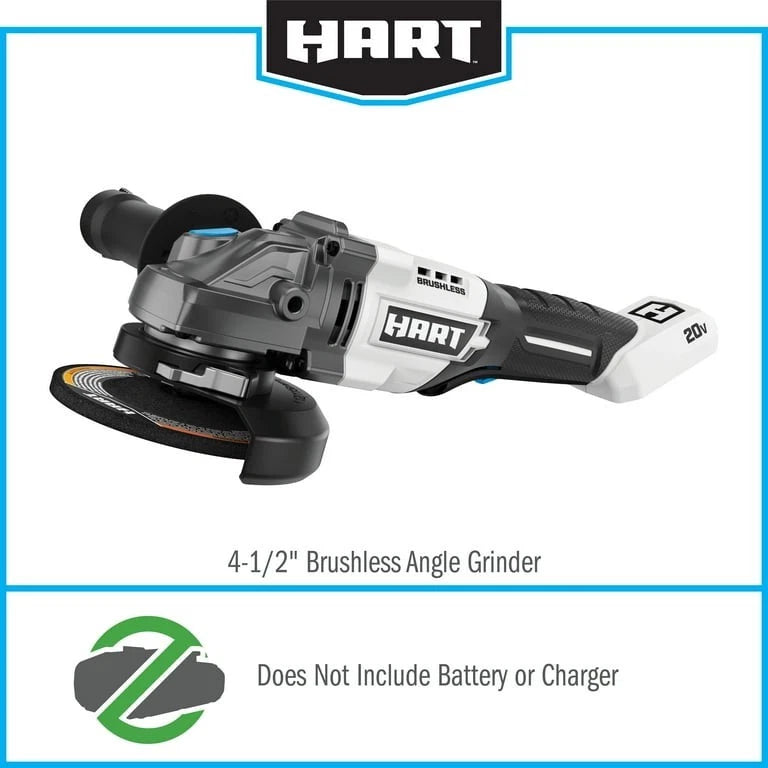 HART 20V Brushless 4-1/2” Cordless Angle Grinder /Cutoff Tool (HPAG25) TOOL ONLY