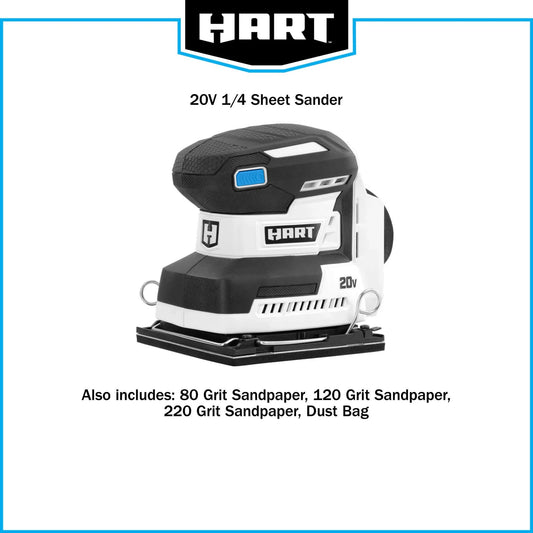 HART 20-Volt Cordless 1/4 Sheet Sander and Dust Bag (Battery Not Included)